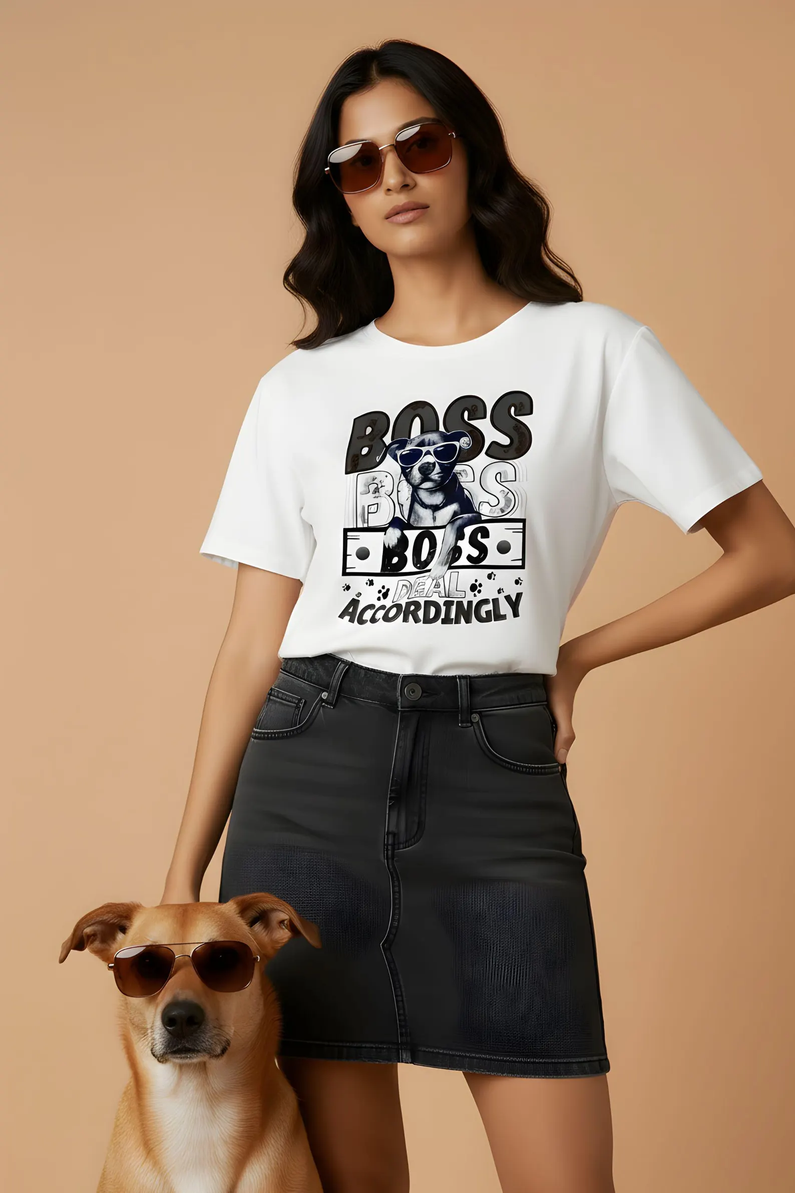 Boss Dog Shirt | Dog Lover Tee | Sunglasses Dog Graphic Print Cotton Apparel
